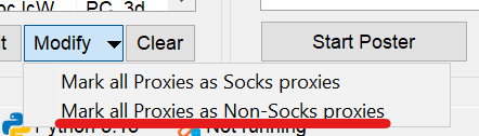 Revert Scrapebox Proxies to HTTP Using the Scrapebox Modify menu to mark all loaded proxies as non-Socks.